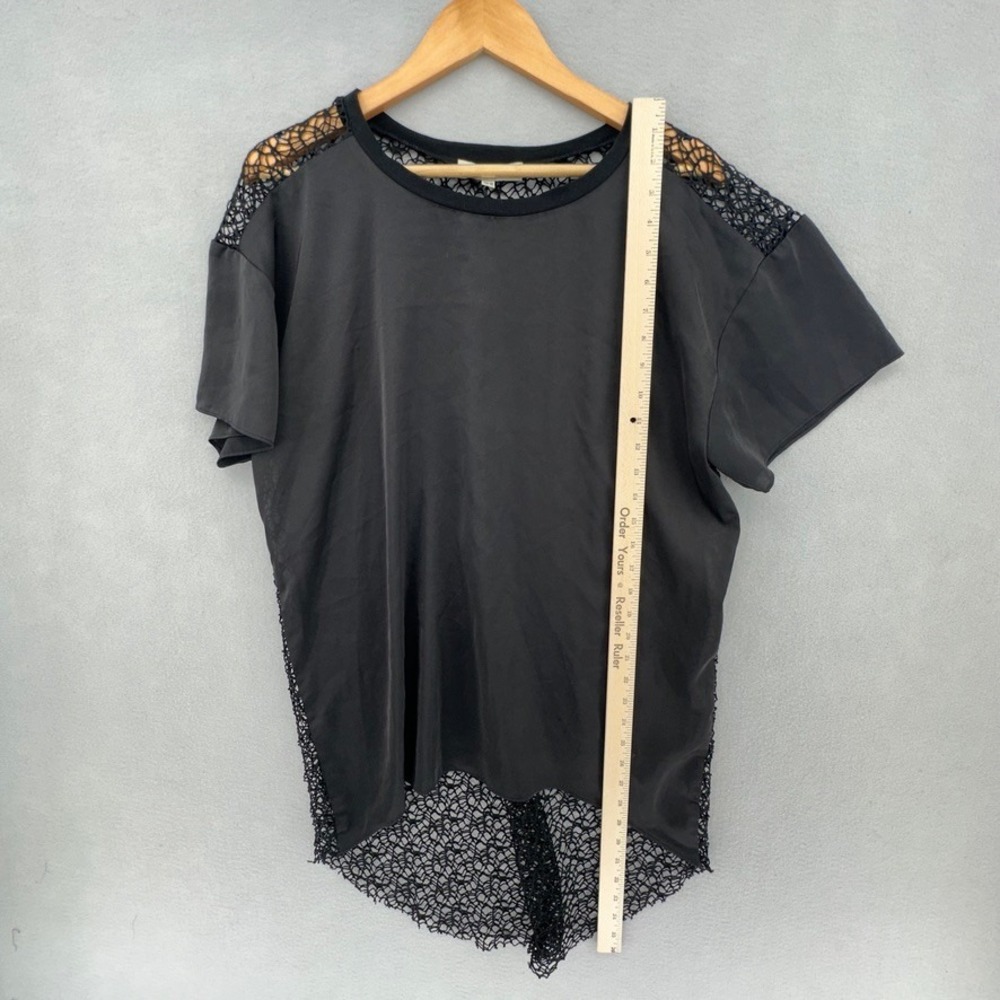 Ipekyol Black Crochet Mesh Back High Low Short Sleeve Top SZ10 EUR 40 Gothic - Picture 6 of 9
